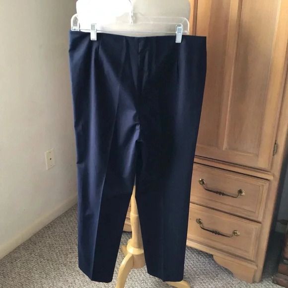 Leggiadro navy stretch cotton crop pants side zip Size 14 - Picture 3 of 7